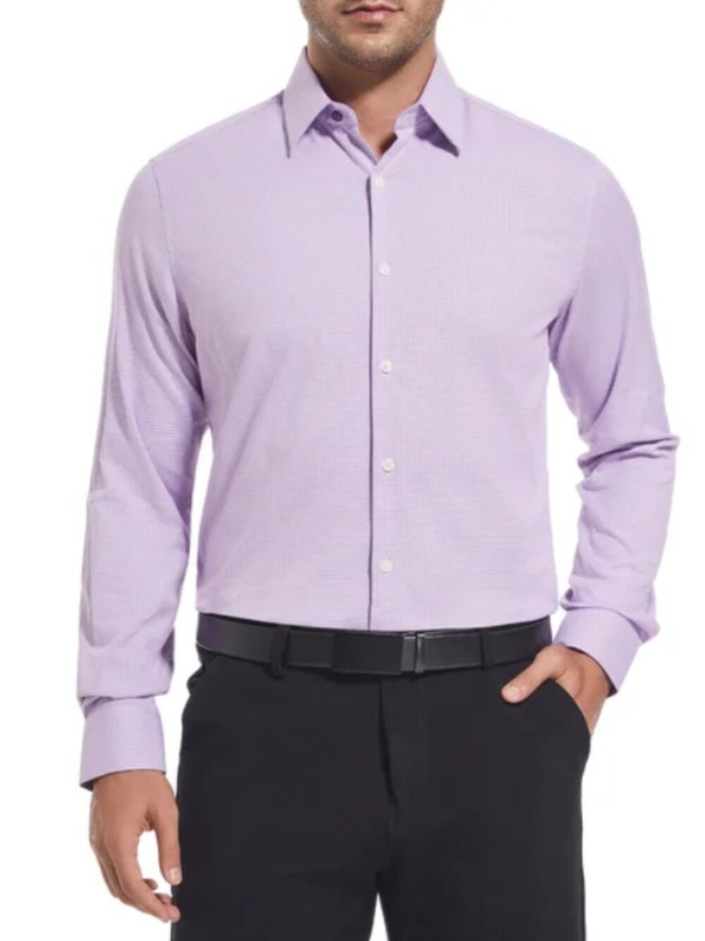 Duchamp Men's Cotton Stretch Slim Fit Dress Shirt, ColorDark Purple, L ( 16.5 )